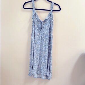Floral light Blue AE lace-up midi Sundress